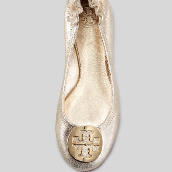 🌸SOLD🌸Tory Burch Reva Metallic Gold Ballet Flats - Picture 2 of 6
